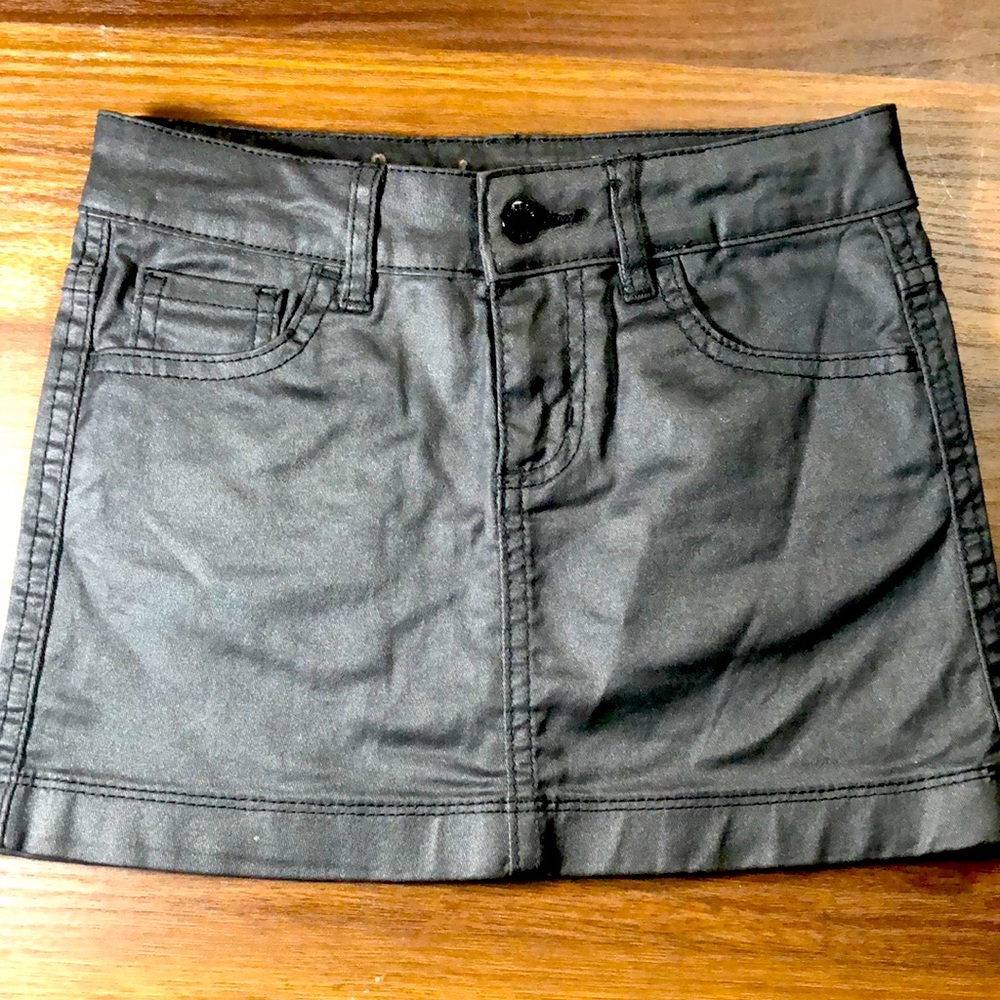 Black patent leather skirt